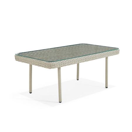 ALATERRE FURNITURE Windham All-Weather Wicker Outdoor 42"L Coffee Table with Glass Top AWWA03AA